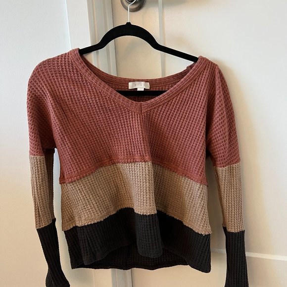 Eri + Ali Anthropologie‎ waffle knit three tone top (small) - Picture 2 of 4